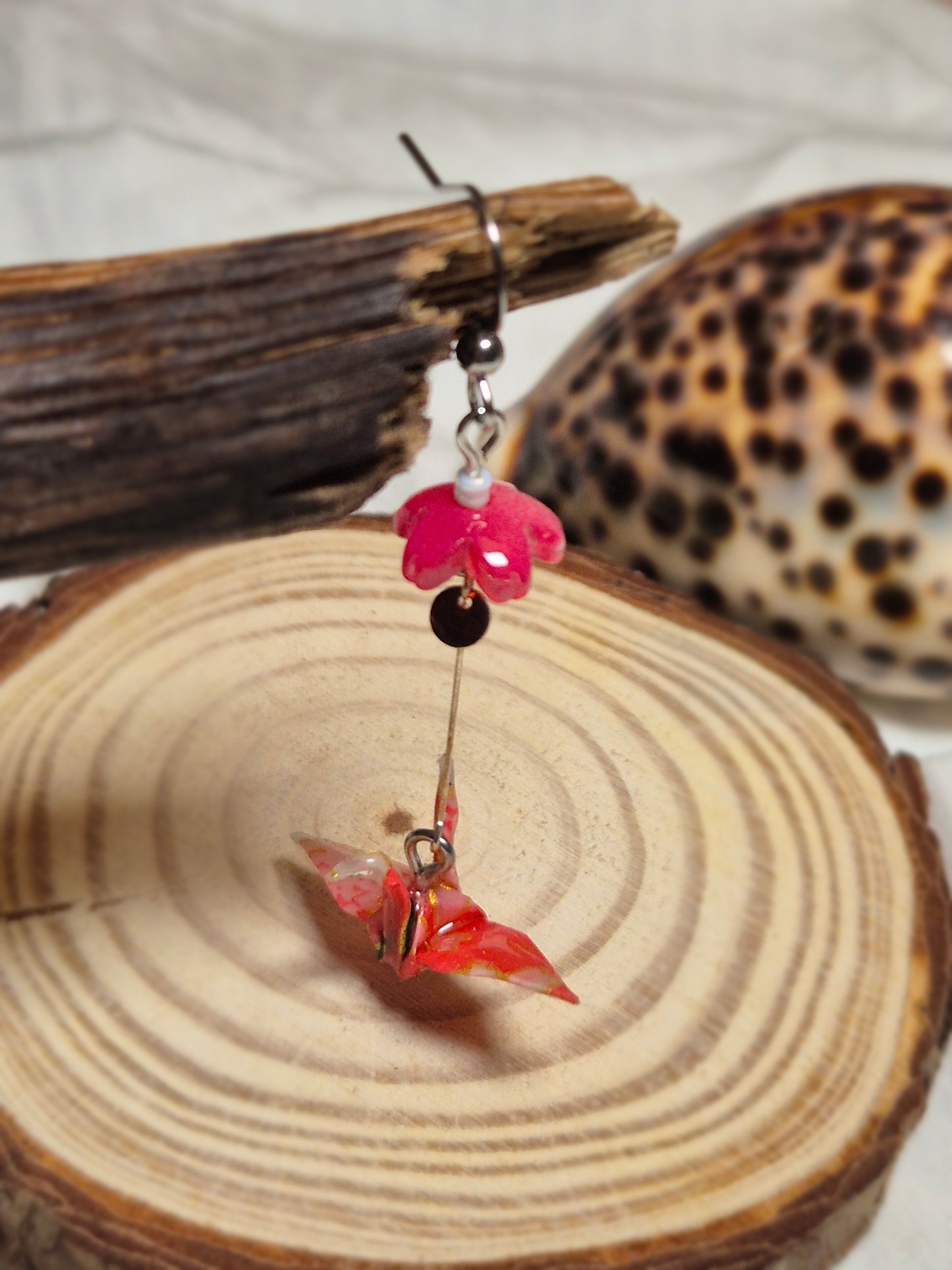 Boucles d’oreilles grue en origami