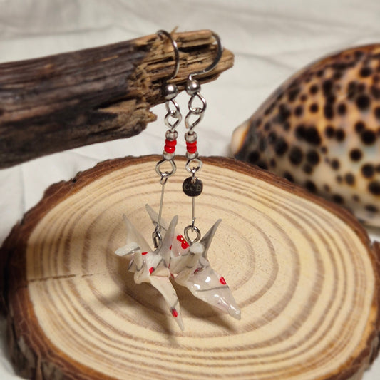 Boucles d’oreilles grue en origami