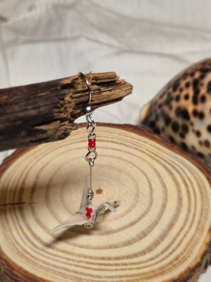 Boucles d’oreilles grue en origami