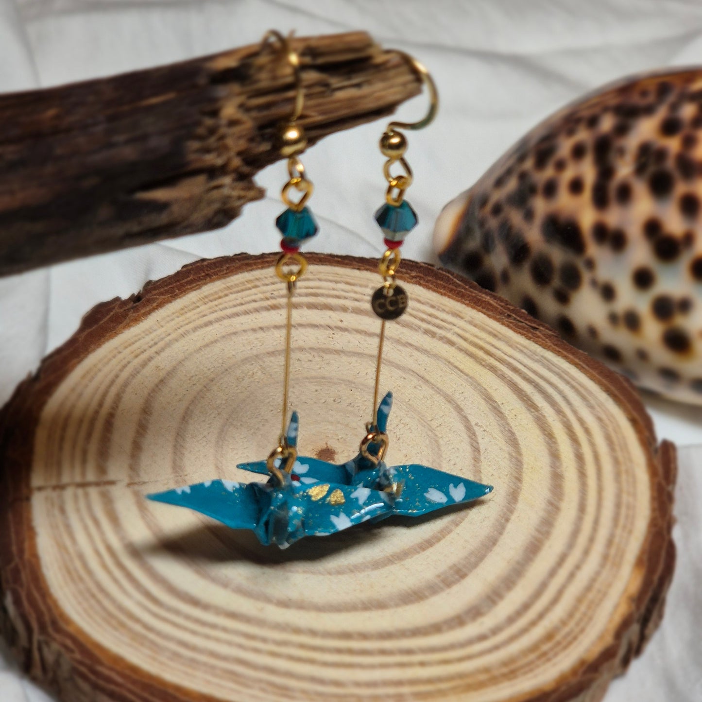 Boucles d’oreilles grue en origami