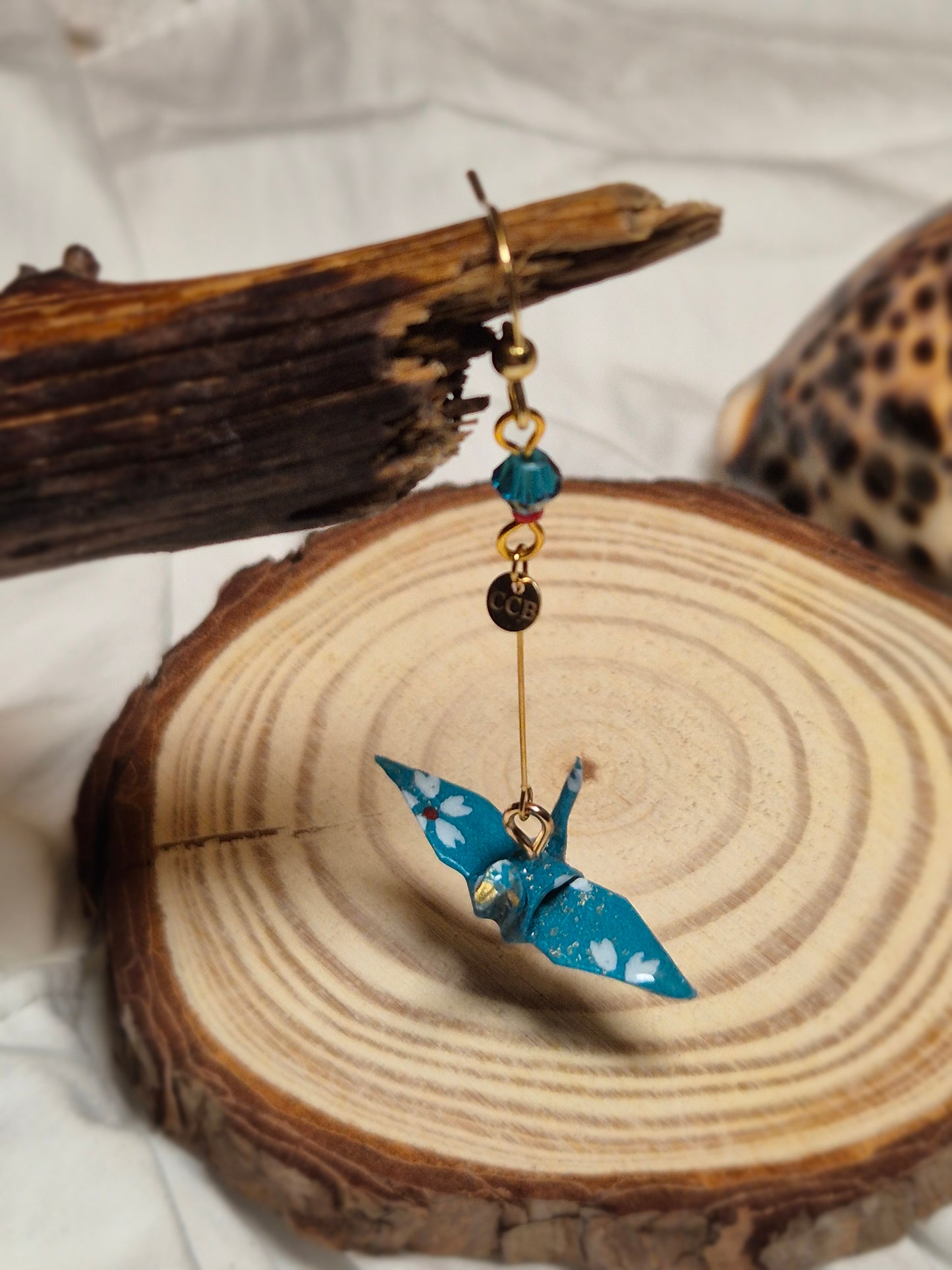 Boucles d’oreilles grue en origami