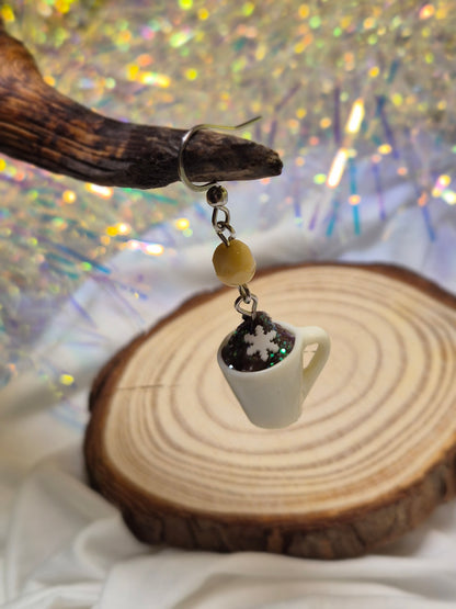 Boucles d’oreilles Boisson de Noël – Édition Caramel