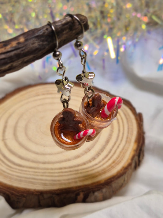 Boucles d’oreilles Boisson de Noël – Édition Chocolat Doré