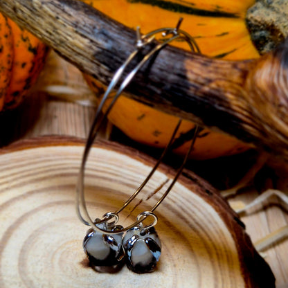 Boucles d’oreilles créoles – Roses en verre