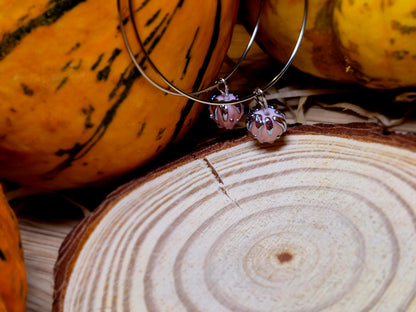 Boucles d’oreilles créoles – Roses en verre