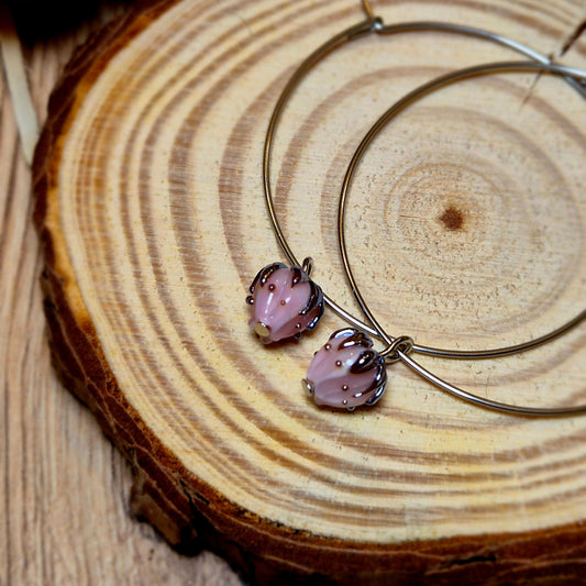 Créoles – Roses en verre