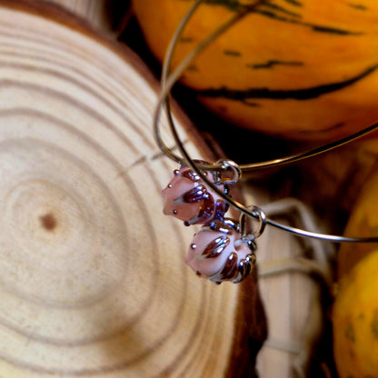 Boucles d’oreilles créoles – Roses en verre