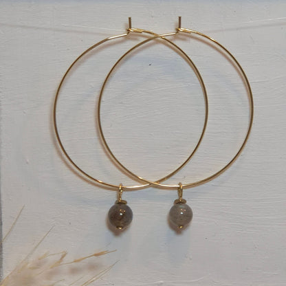 Boucles d’oreilles minimalistes – Labradorite