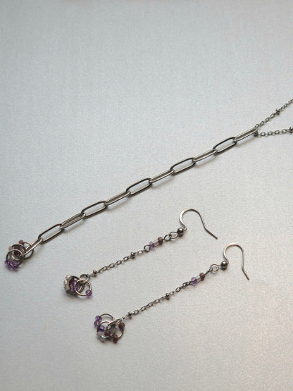 Parure minimaliste violette en acier inoxydable