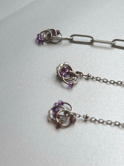 Parure minimaliste violette en acier inoxydable