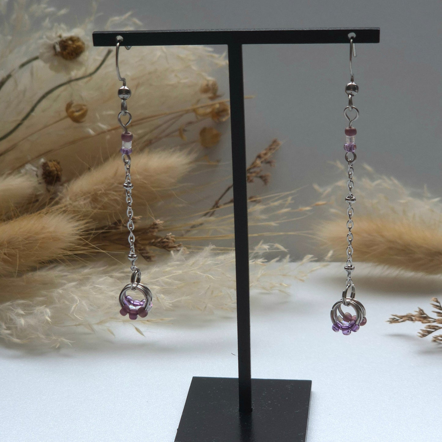 Parure minimaliste violette en acier inoxydable