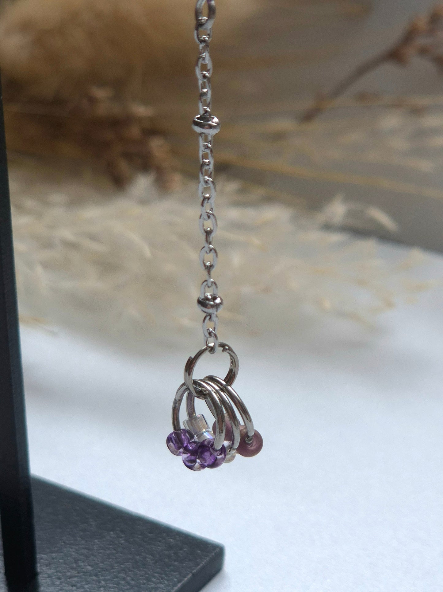 Parure minimaliste violette en acier inoxydable