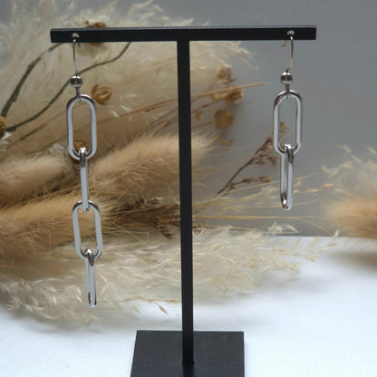 Ensemble de bijoux minimaliste en acier inoxydable – collier &amp; boucles dépareillées